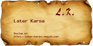 Later Karsa névjegykártya